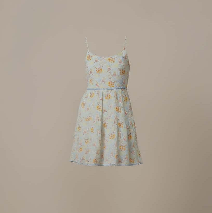 Blue Floral Strappy Dress - Piping Hot