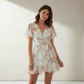 Pink Floral Ruffle Hemline Dess - Ally