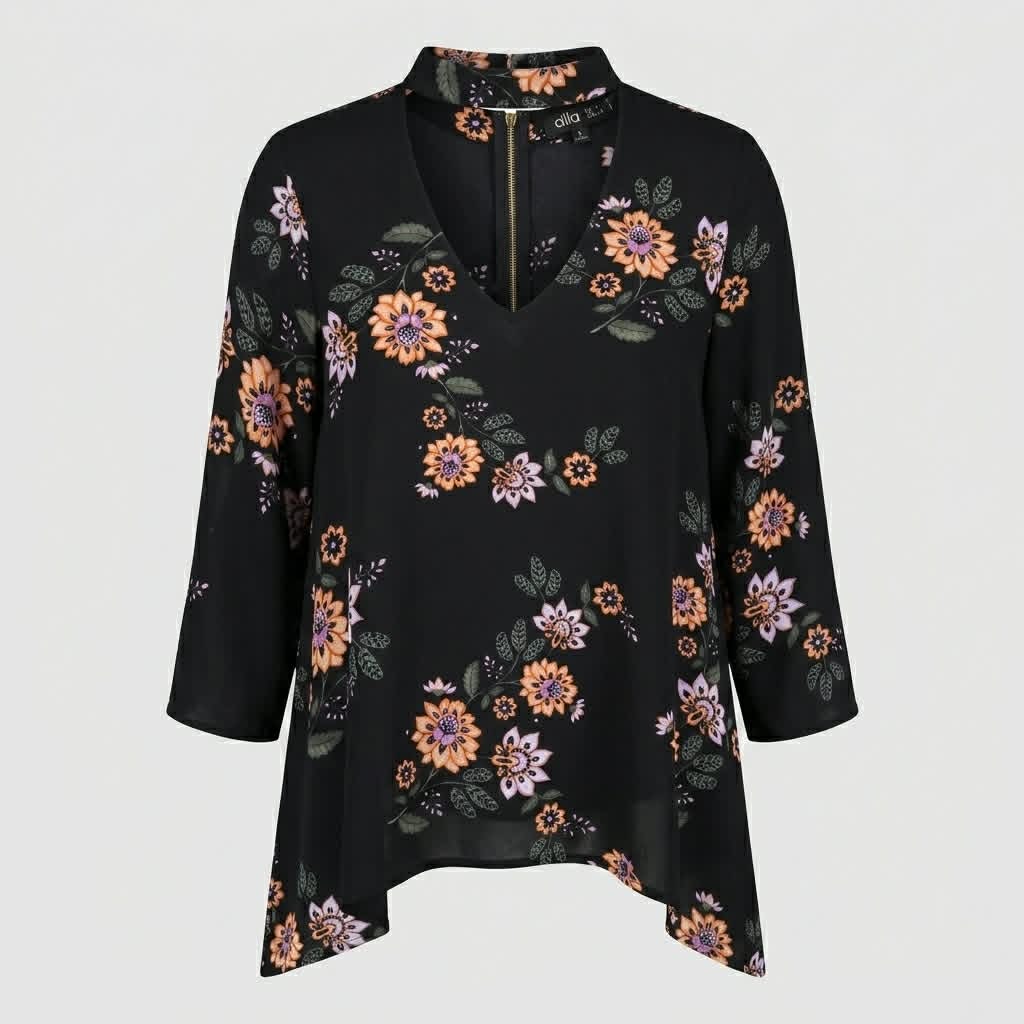 Black Floral Top - Ally