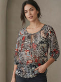 Black Floral Sheer Top - Rockmams