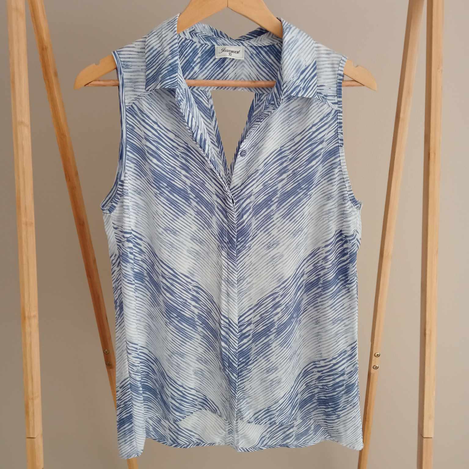 Blue Sheer Cut Out Top- Jeanswest