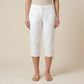 3/4 White Linen Pants - Papaya