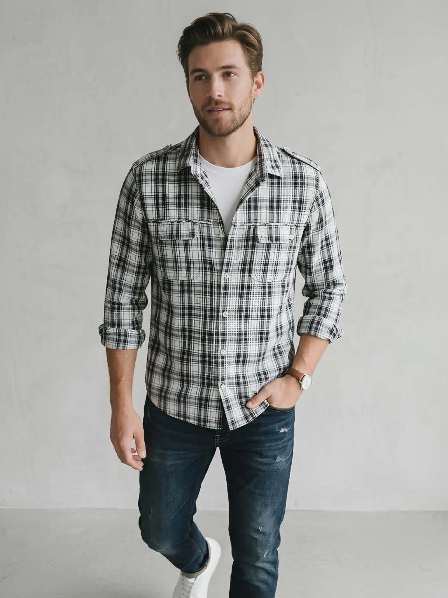Black & White Checked Shirt - Burton London