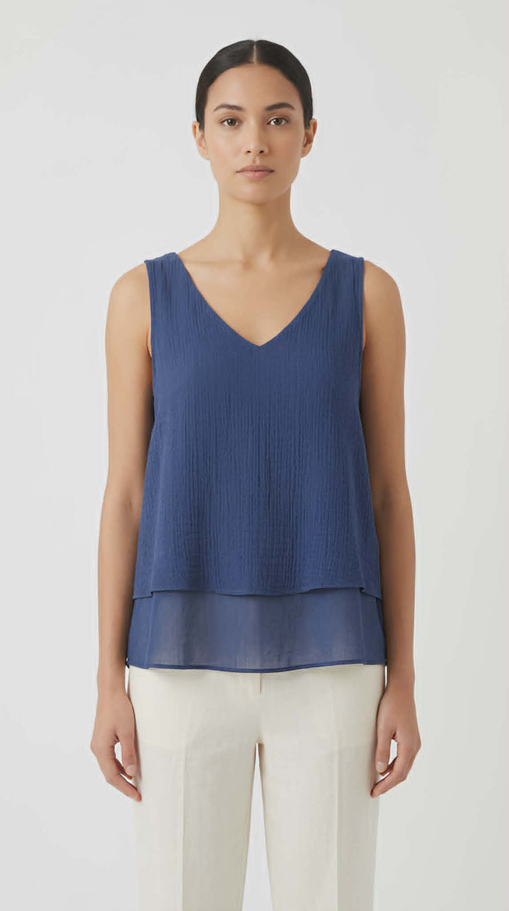 Blue Tank Blouse - La Mode