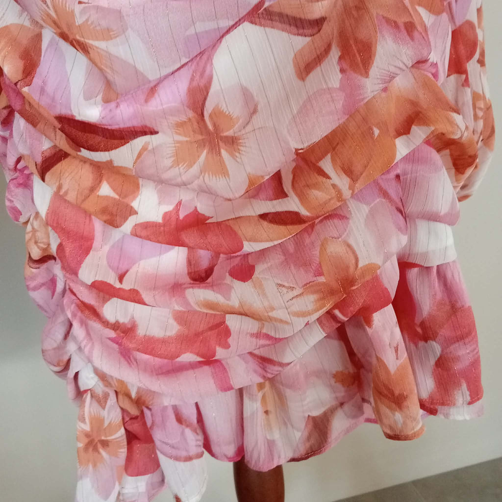 Peach One Shoulder Dress - Gingham & Heels
