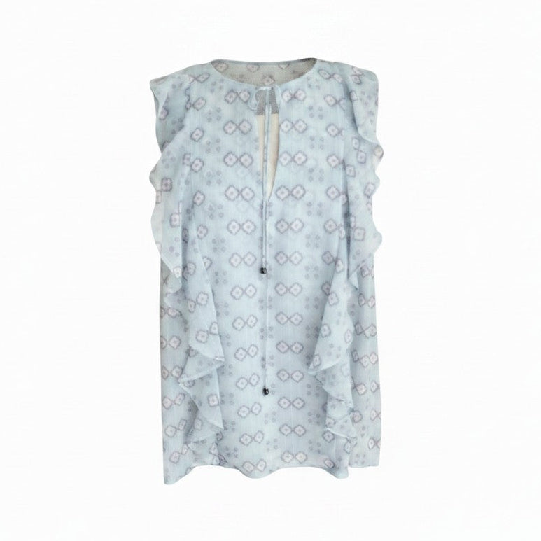 Blue Ruffle Front Top - Jeanswest