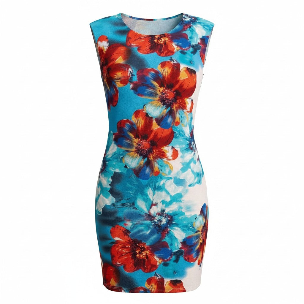 Multicoloured Print Dress - Liz Jordan