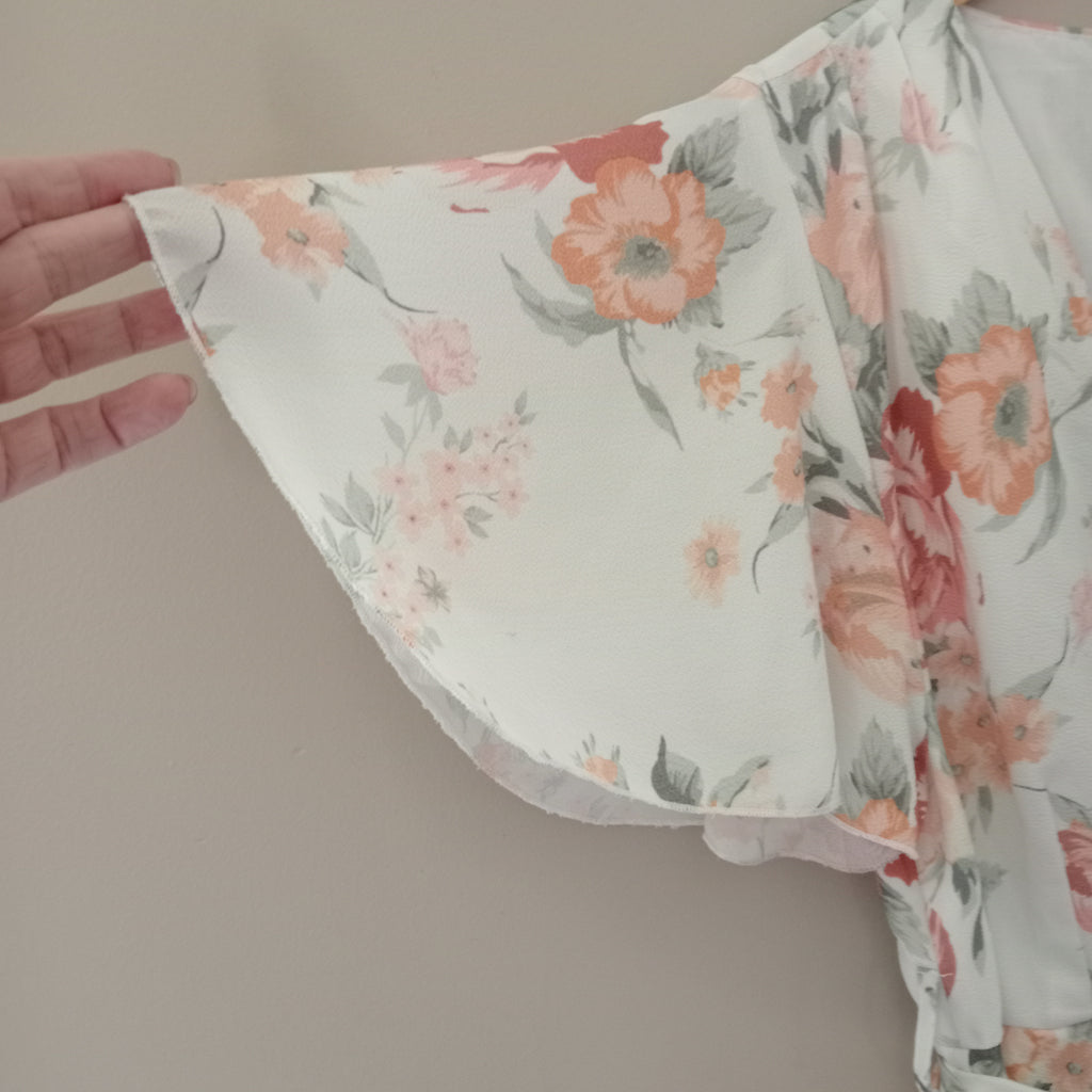 Pink Floral Ruffle Hemline Dess - Ally
