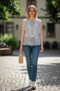 Blue Ruffle Front Top - Jeanswest