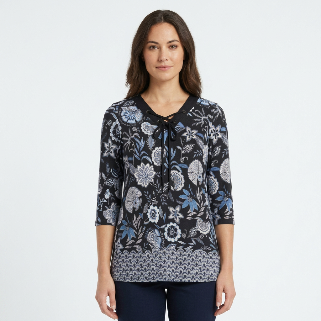 Black Floral Tunic Top - Millers