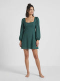 Forest Green Square Neckline Dress - Showpo