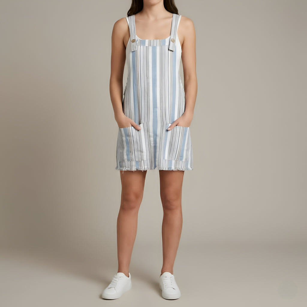 Blue Stripe Pinafore Dress - Mooloola
