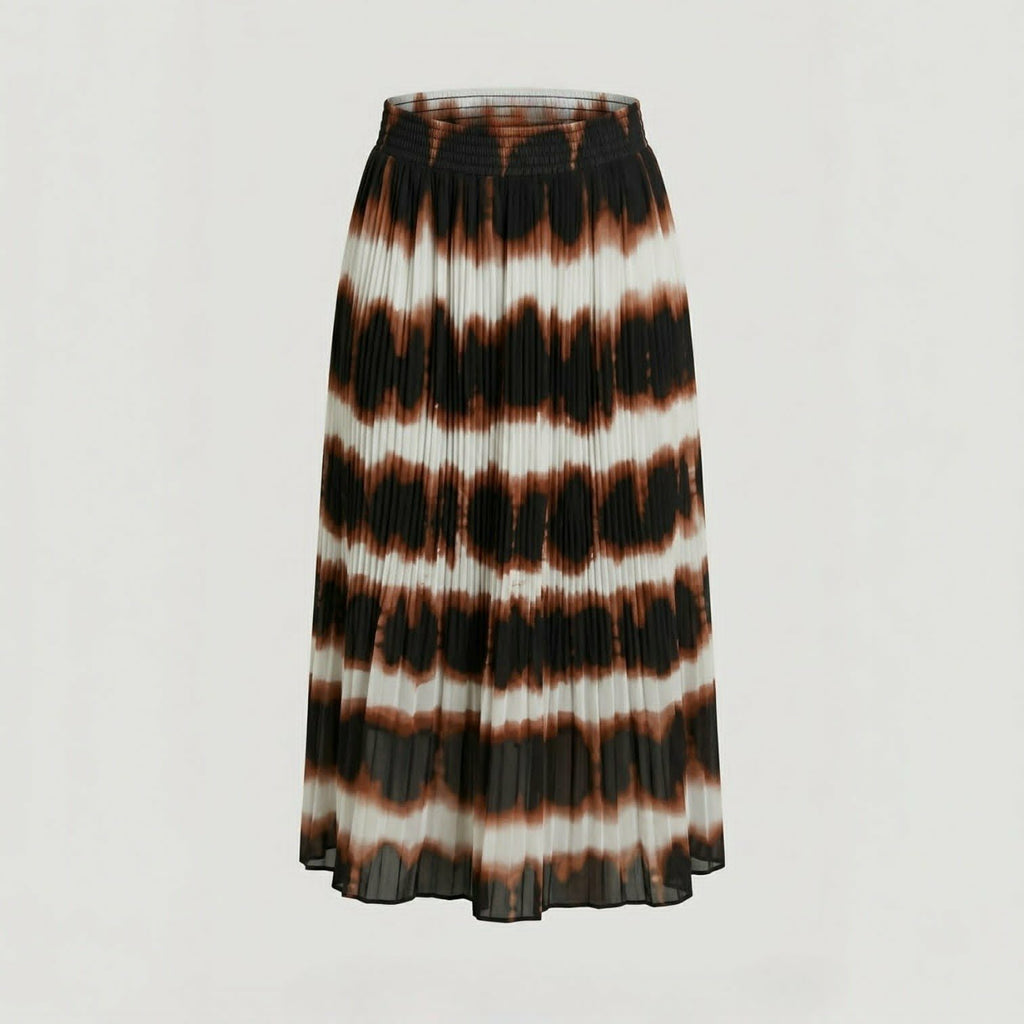 Black & Brown Pleated Skirt - Anko