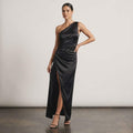 One Shoulder Black Formal Dress - Shein