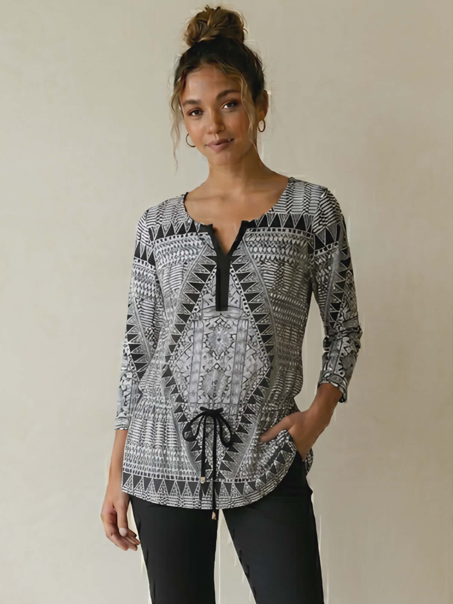 Black & White Tunic Top - Rockmans