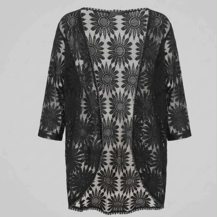 Black Lace Kimono - Unbranded