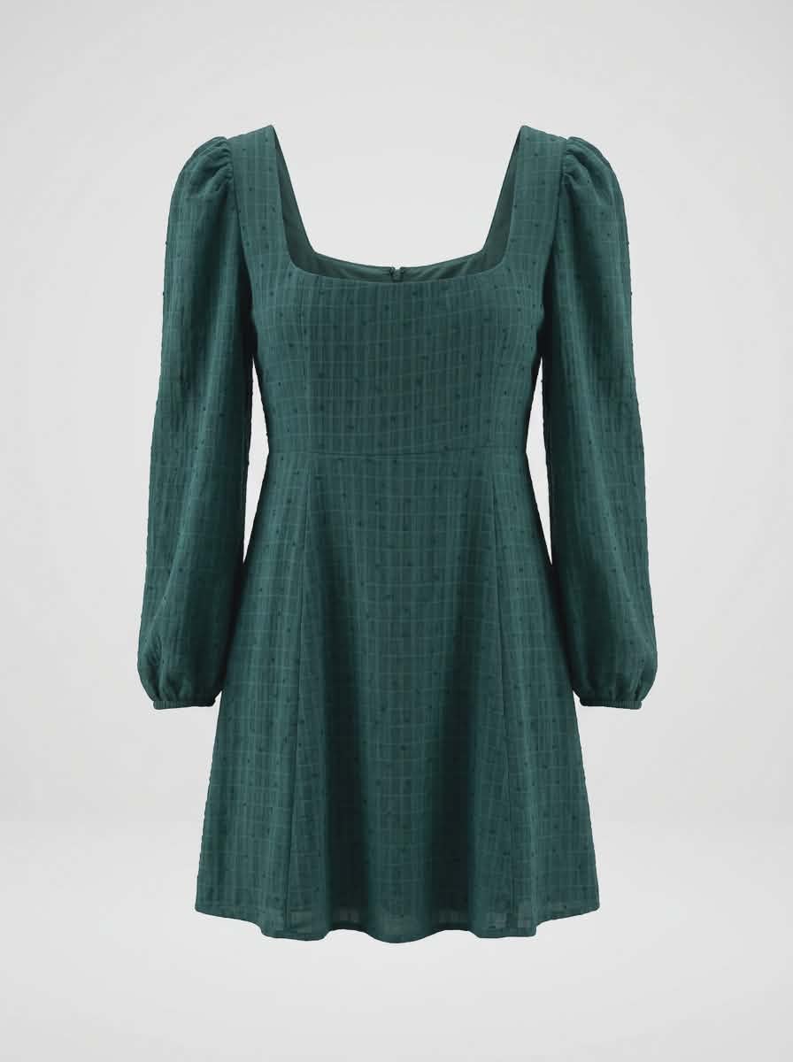 Forest Green Square Neckline Dress - Showpo