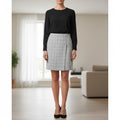 Check Mock Wrap Skirt -  Basque