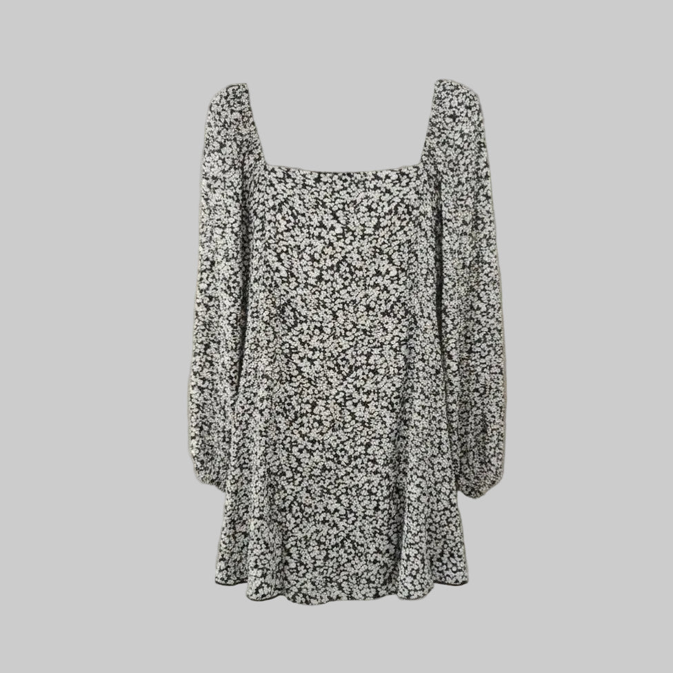 Black & White Floral Mini Dress - Tussah