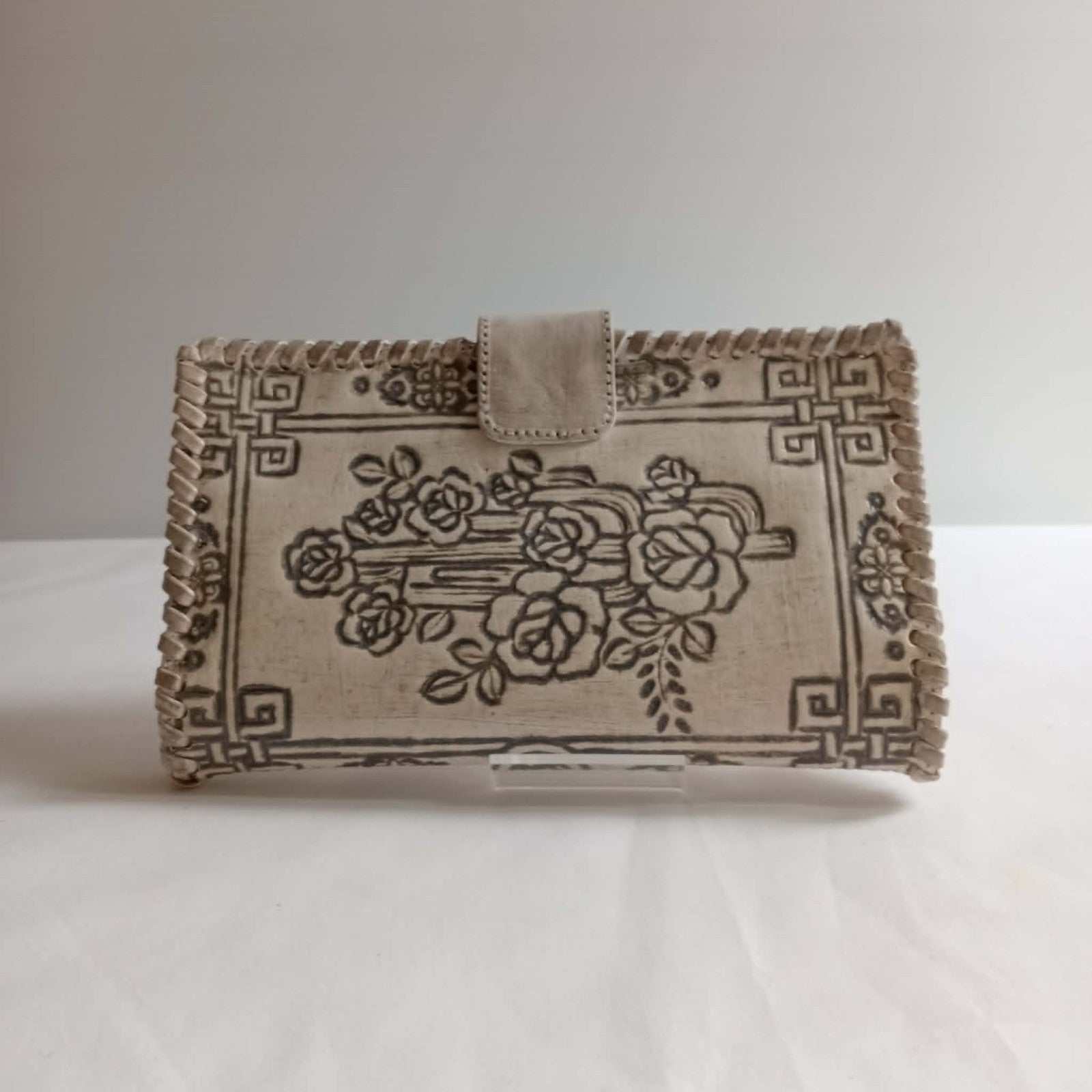 White Embossed Leather Wallet - House Of Skye