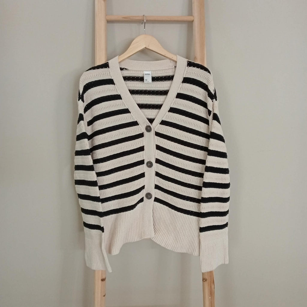 Cream & Black Relax Fit Cardigan - Anko