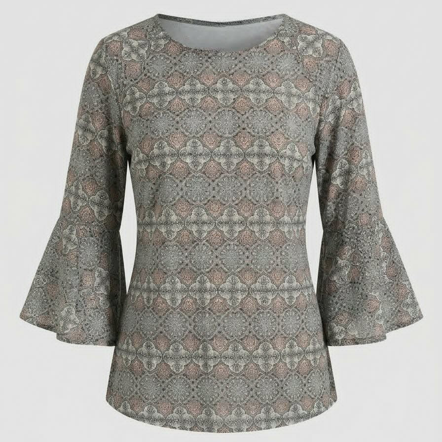 Geometric Bell Sleeve Top - Jeanswest