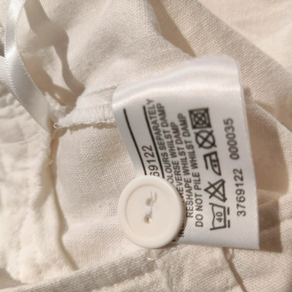 3/4 White Linen Pants - Papaya