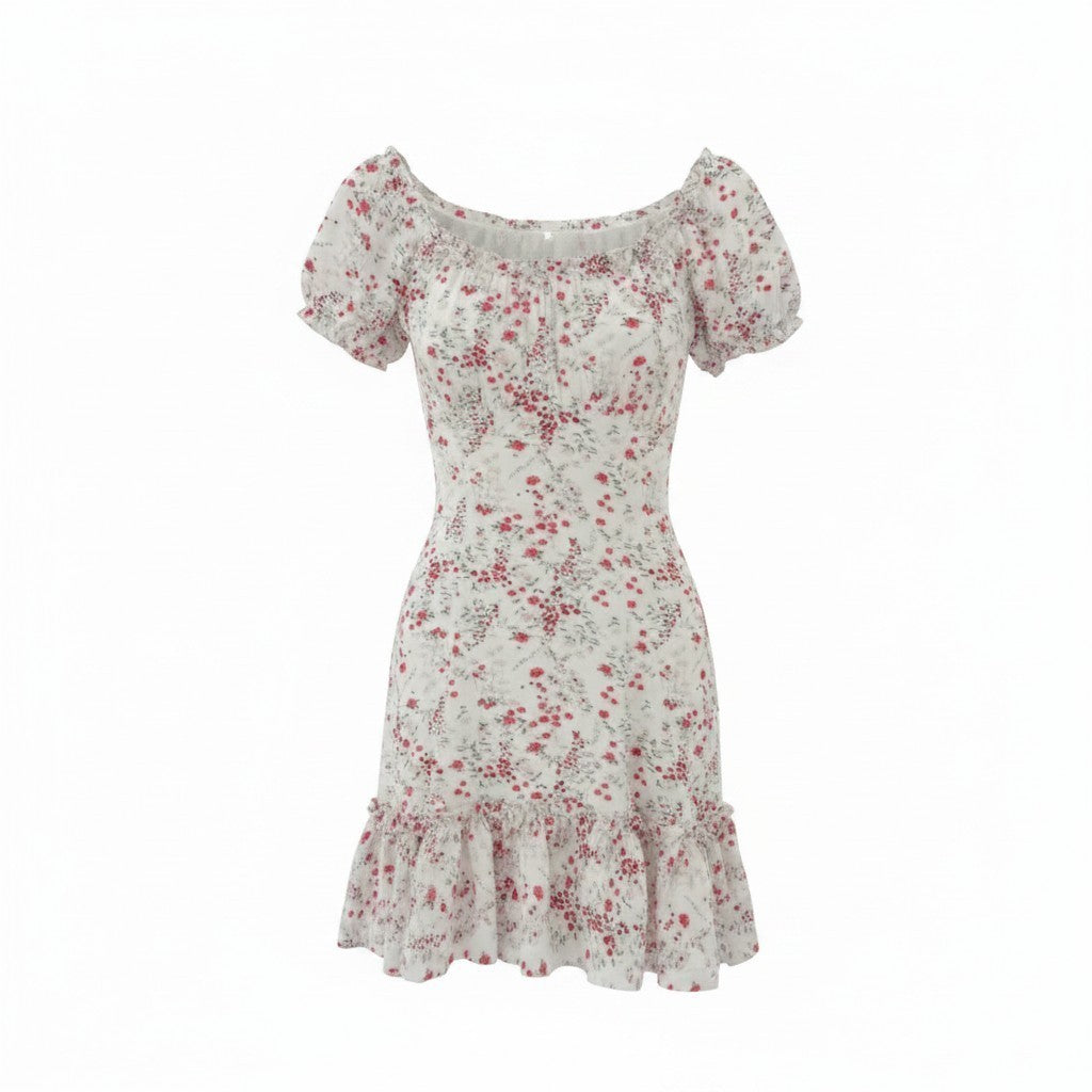 Frill Hem Square Neck Mini Dress - Beginning Boutique