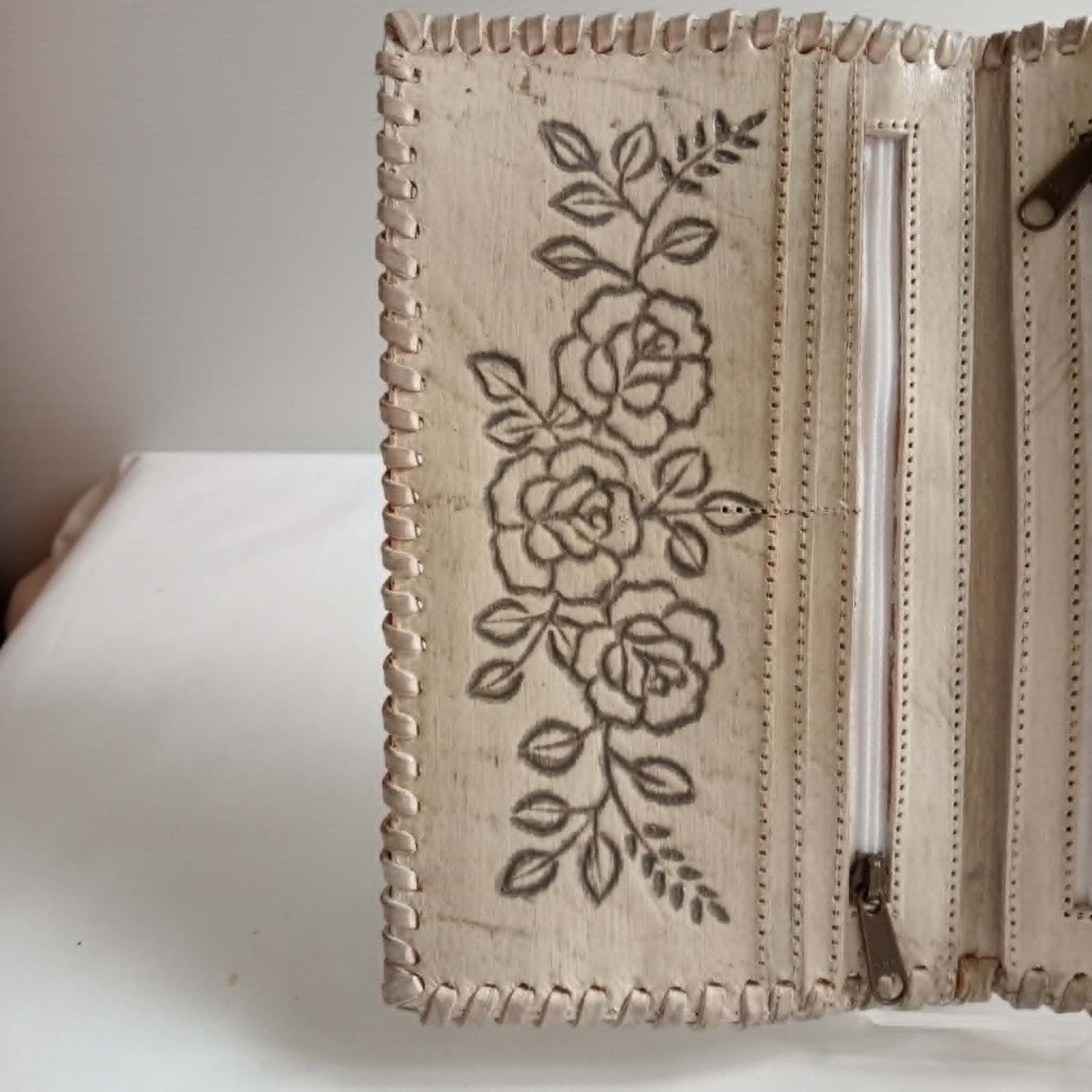 White Embossed Leather Wallet - House Of Skye