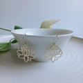 Sterling Silver Lotus Flower Drop Earrings.
