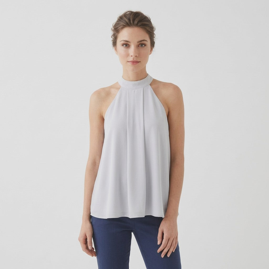 White Sleeveless Blouse - Ally