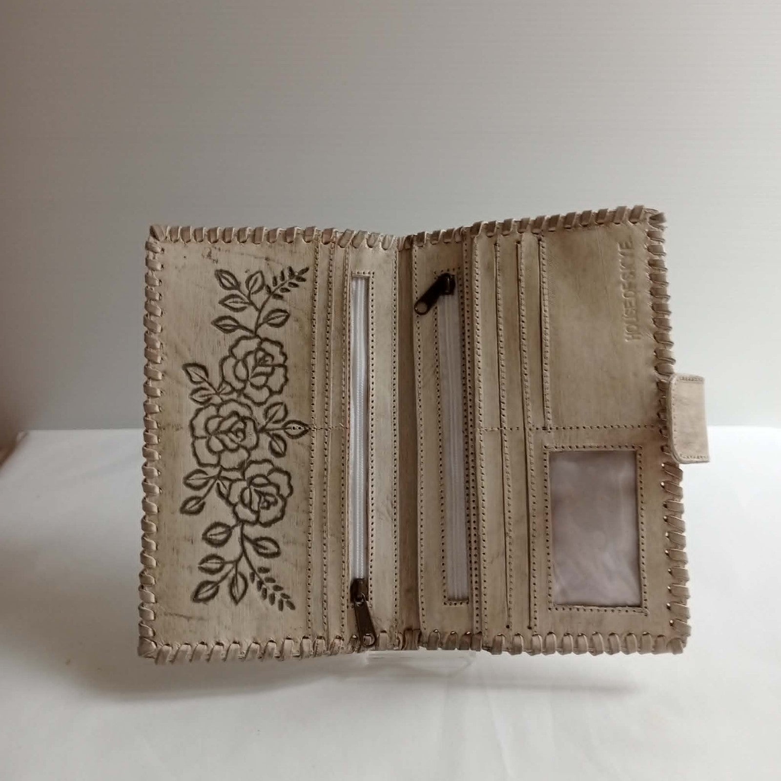 White Embossed Leather Wallet - House Of Skye