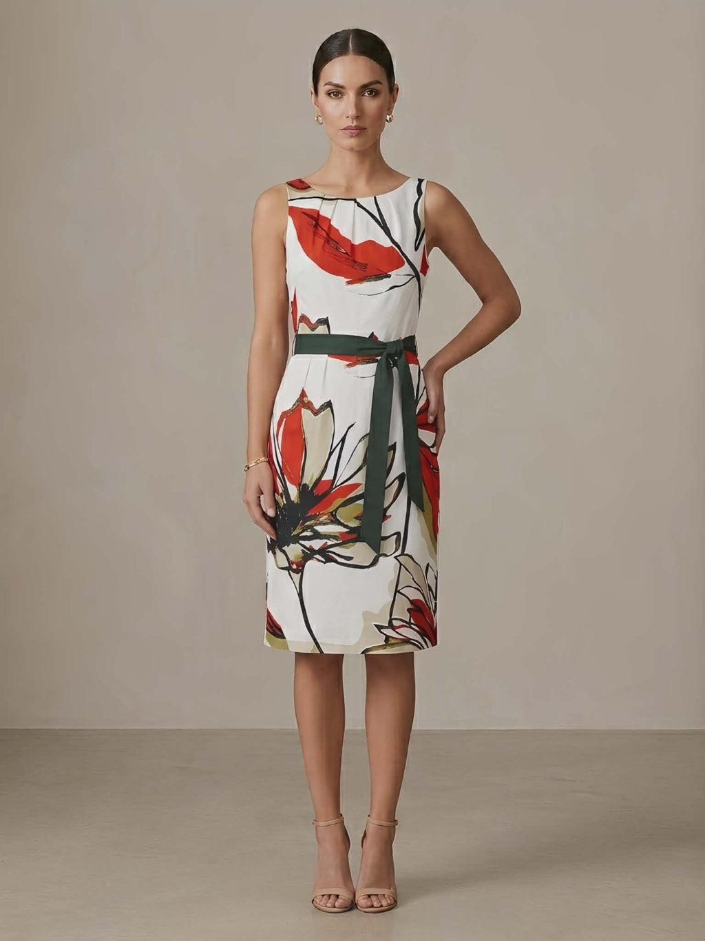 Red/Green Pattern Dress - Montique