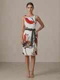 Red/Green Pattern Dress - Montique