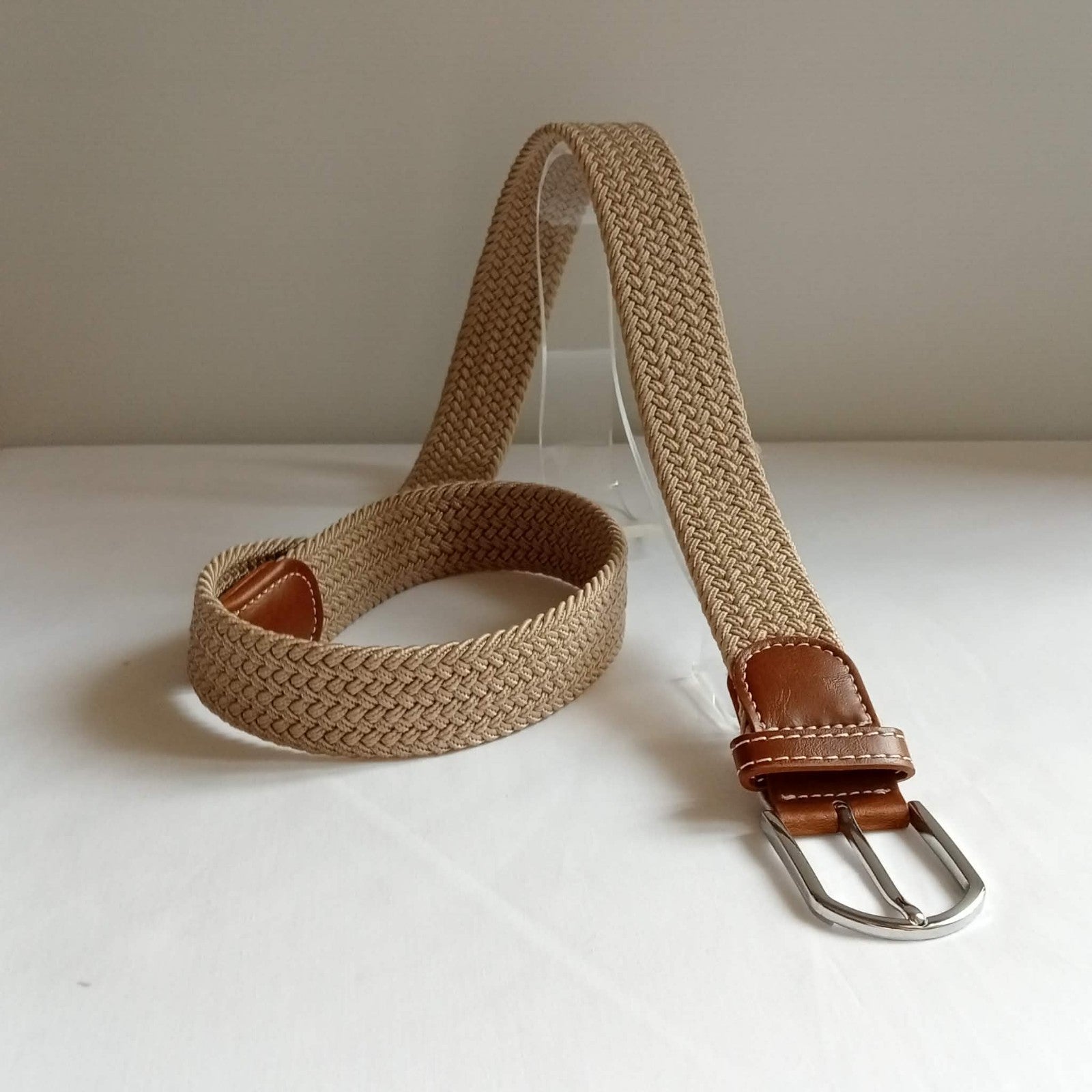 Tan & Beige Woven Belt