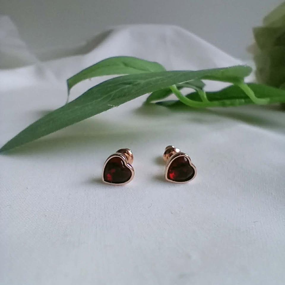 rose gold plated ruby crystal heart earringsrose...