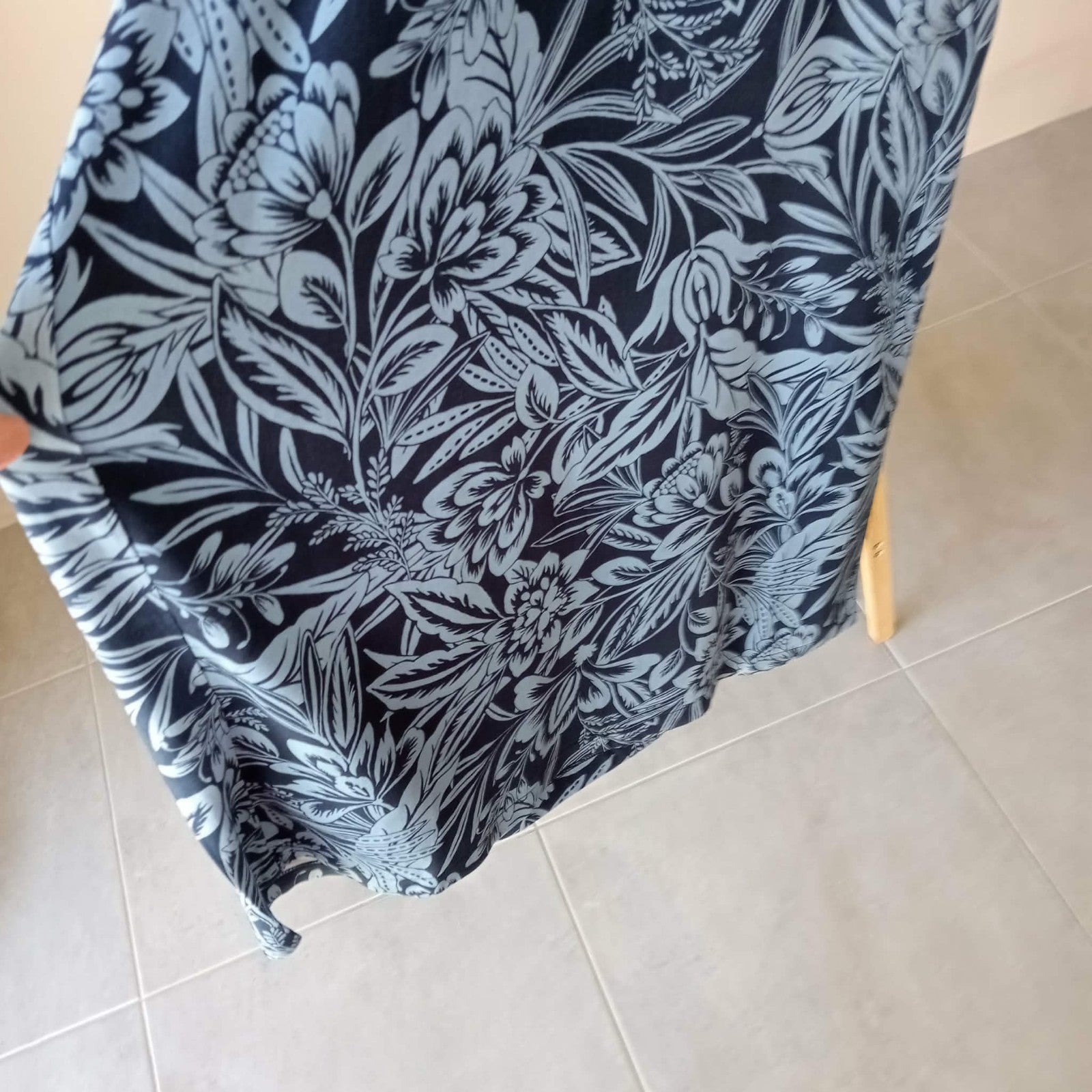 Blue Pattern Wide Leg Pants - Peach