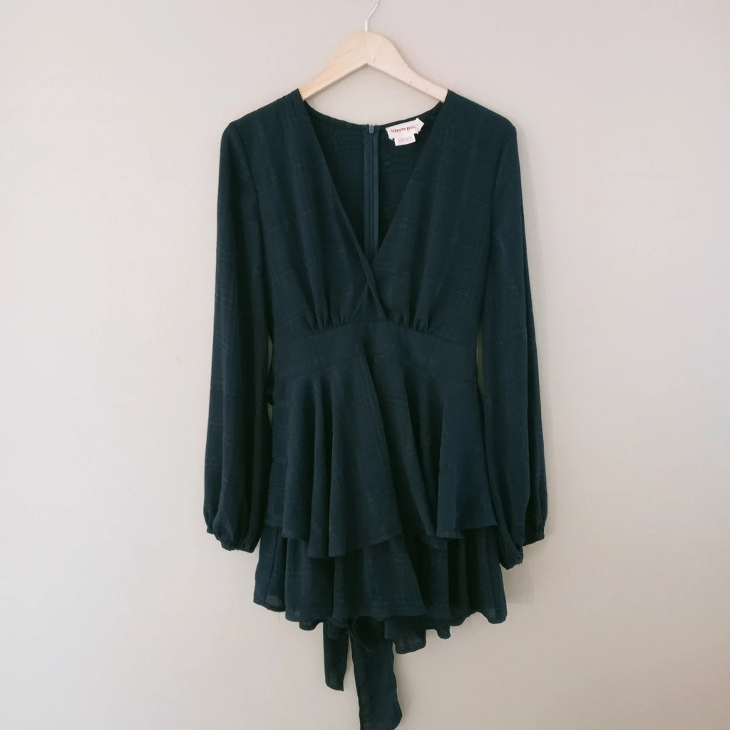 Blue Long Sleeve Playsuit - Showpo