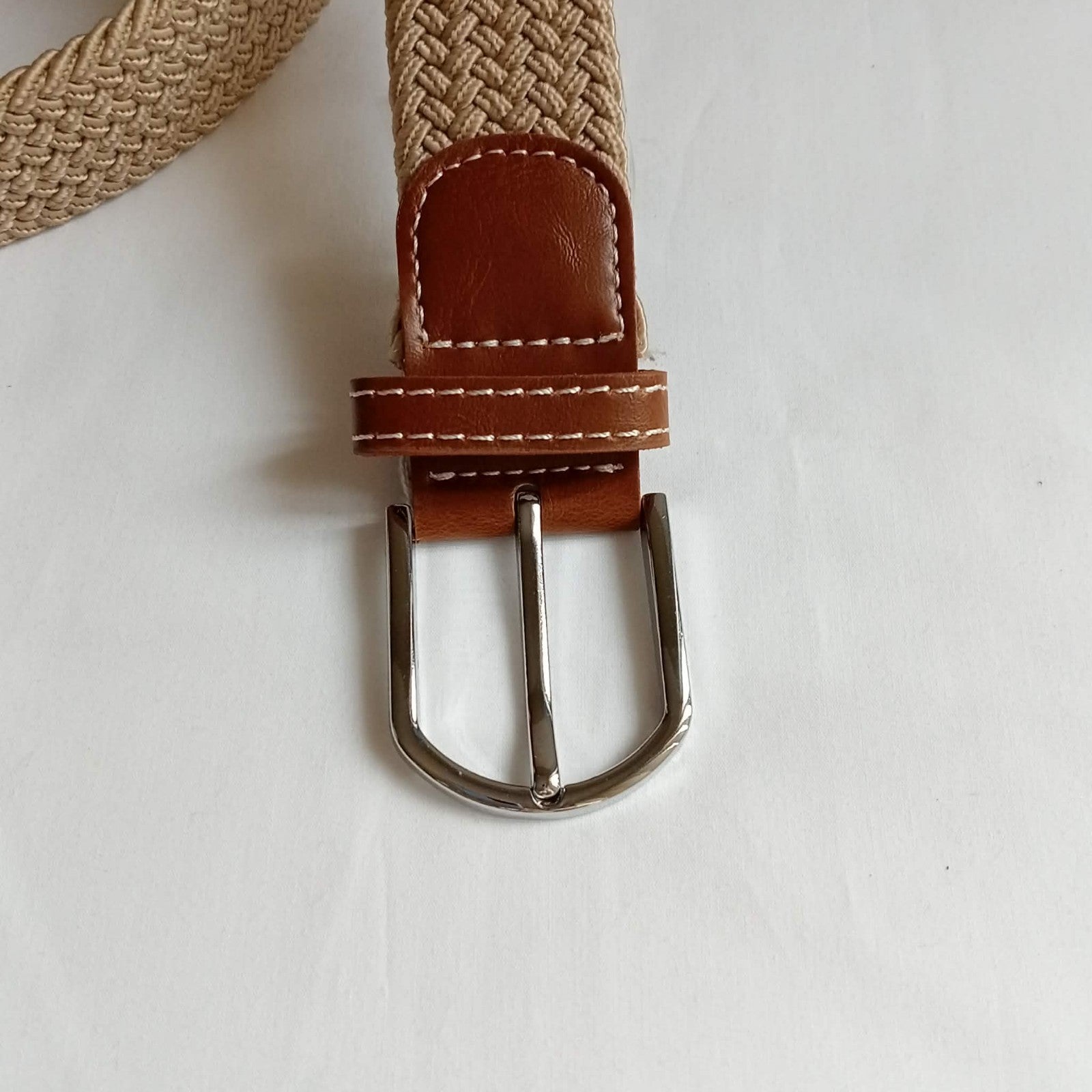 Tan & Beige Woven Belt