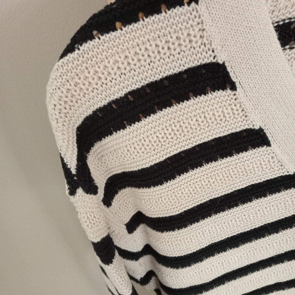 Cream & Black Relax Fit Cardigan - Anko