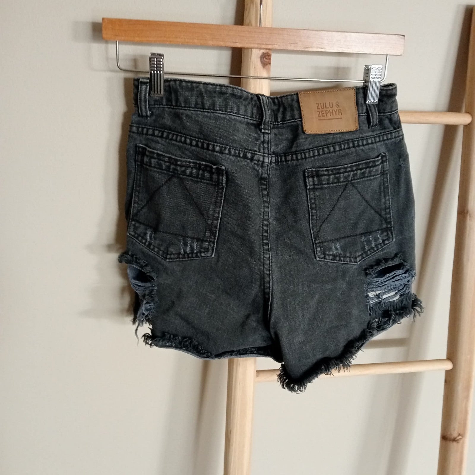 Black Destressed Denim Shorts - Zula & Zephyr