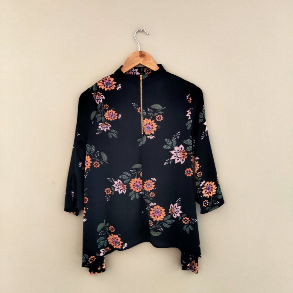 Black Floral Top - Ally