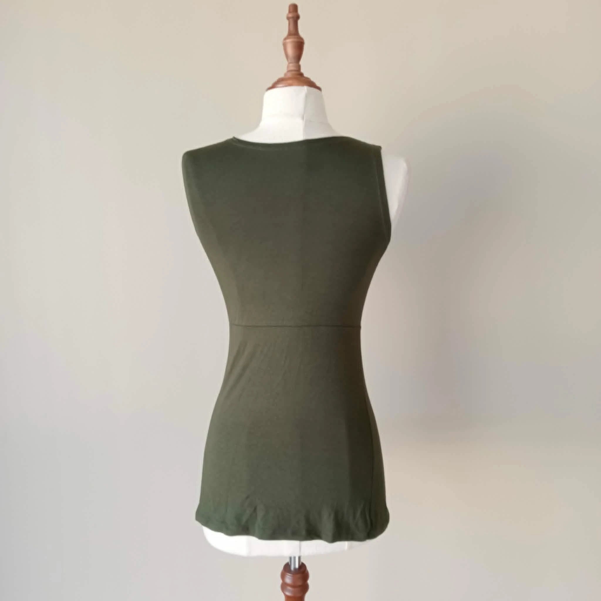 Olive Green Knot Front Top - Unbranded
