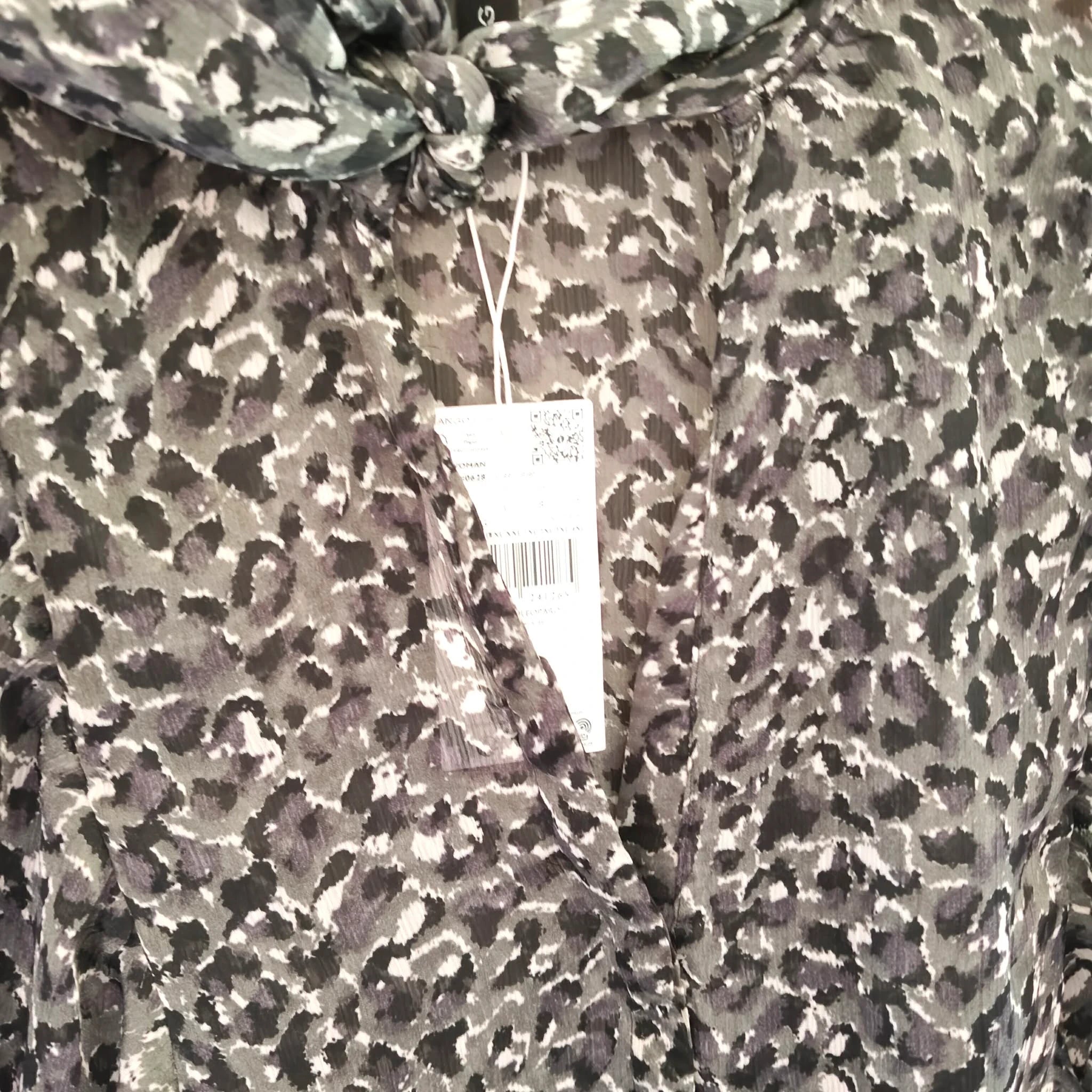 Black & Grey Leopard Print Sheer Top - Mango