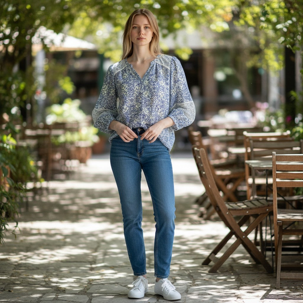 Blue Floral Top - Jeanswest