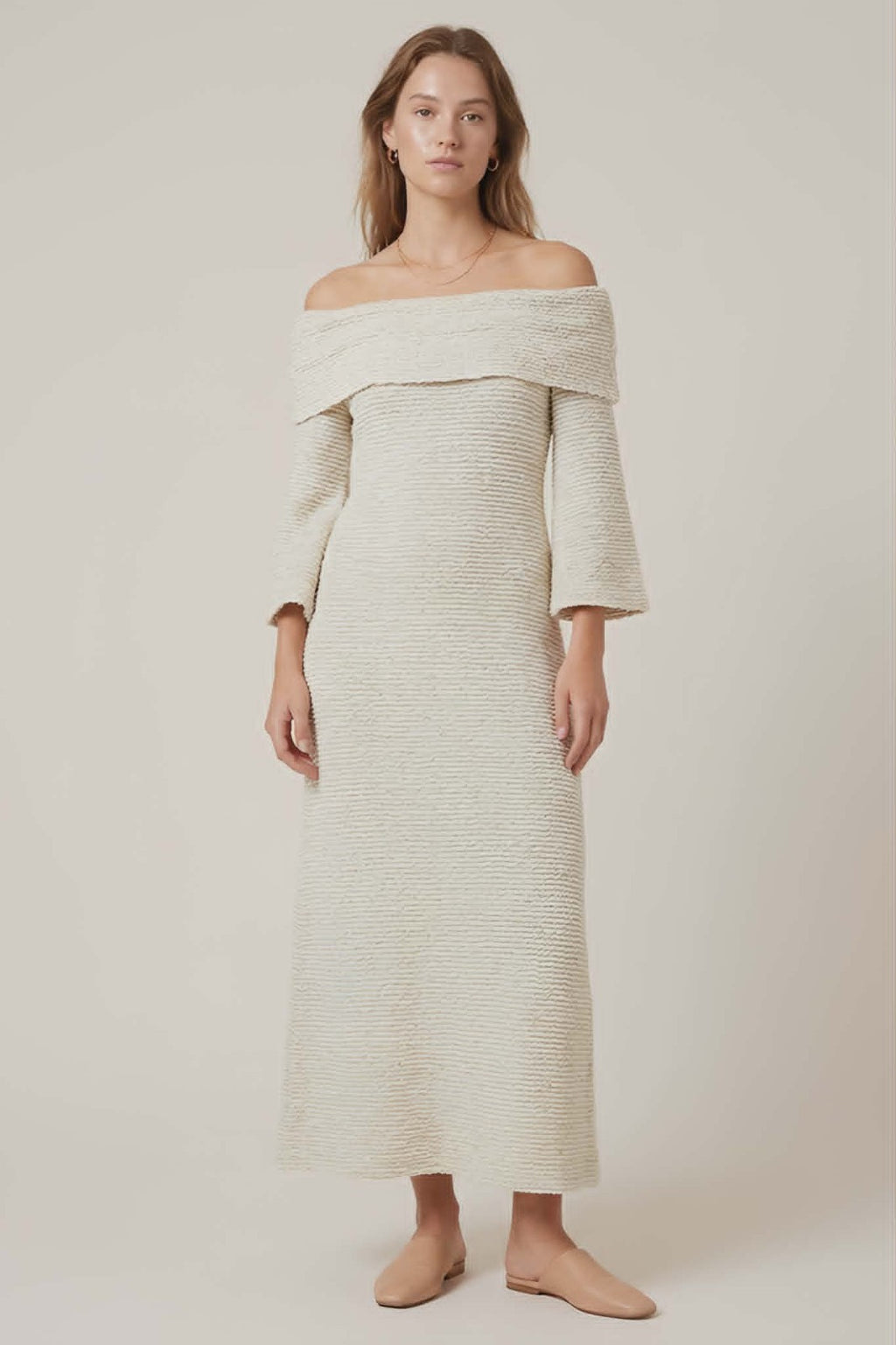 Cream Of The Shoulder Dress - Saba