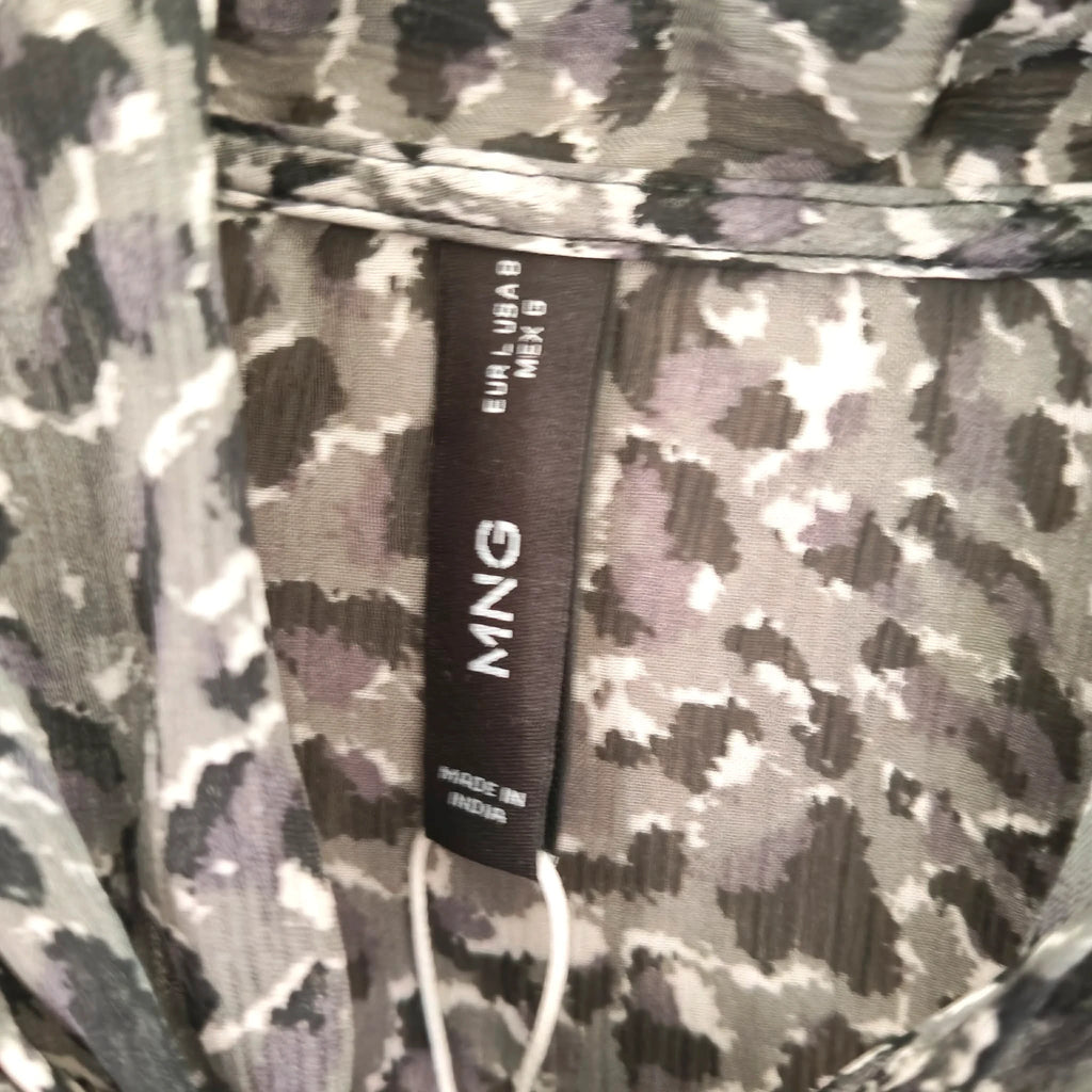 Black & Grey Leopard Print Sheer Top - Mango