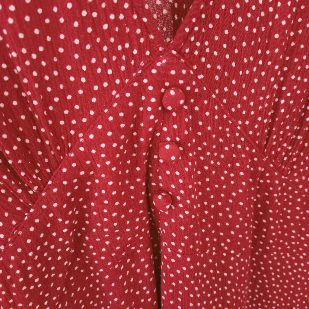 Burgundy Polka Dot Dress - Sportsgirl
