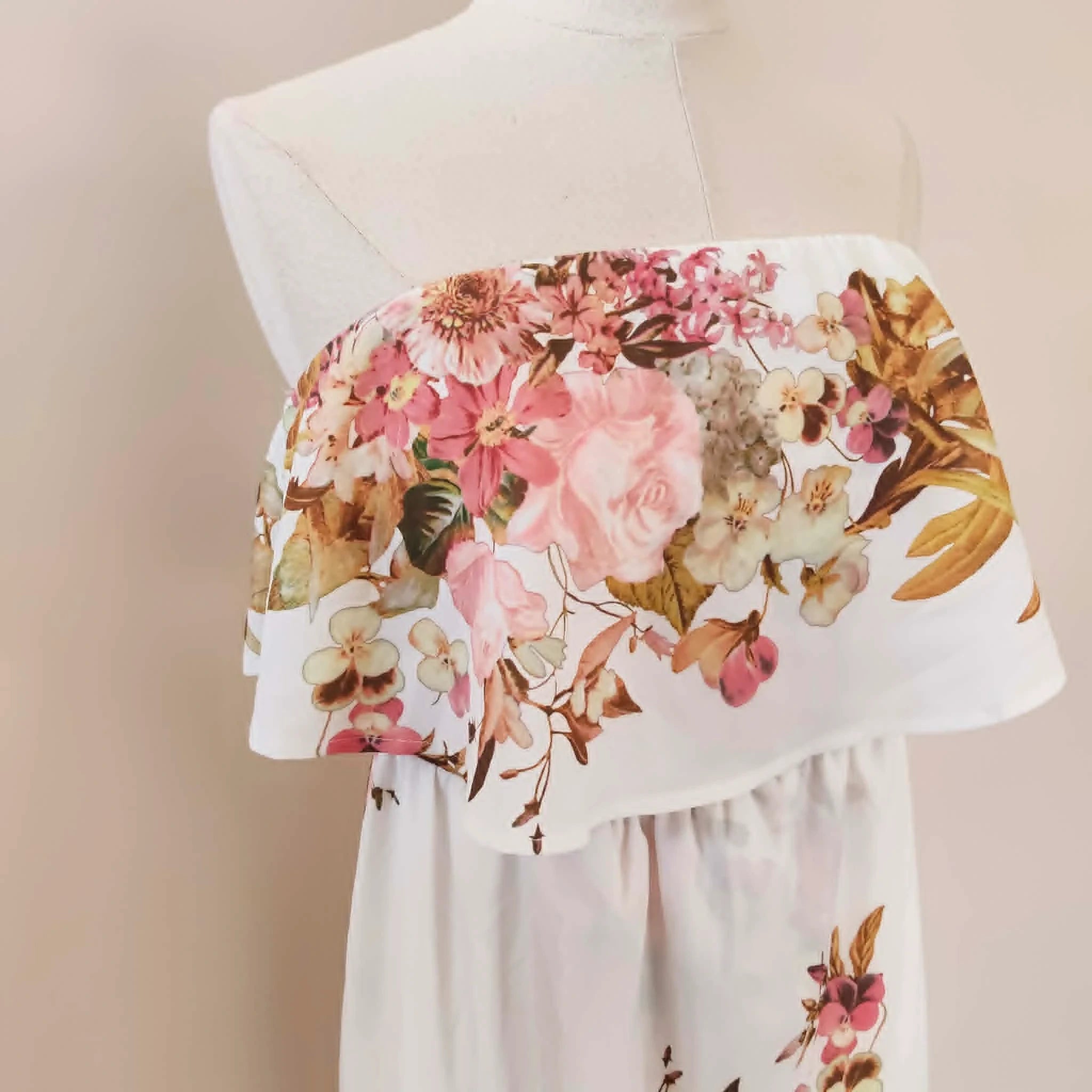 White Floral Strapless midi dress - Showpo