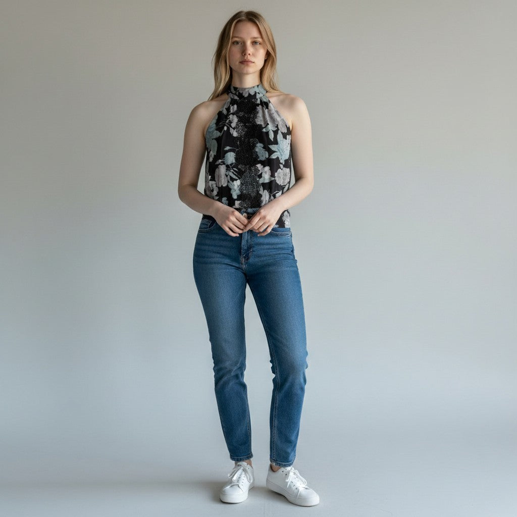 Black Floral Lace Top - Portmans